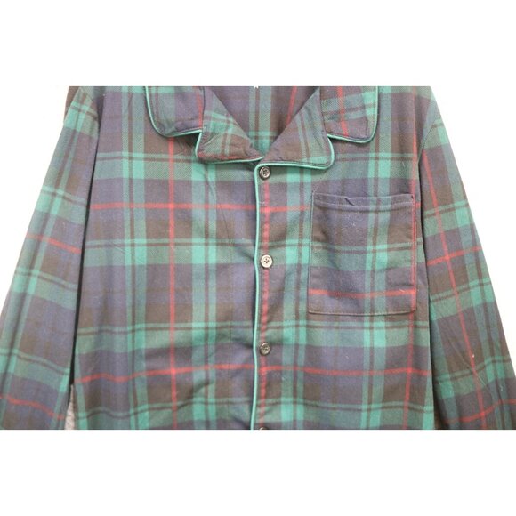 Cuddl Duds Navy/Green Plaid Pajama Set-Size Medium-Drawstring-Pockets-Classic - Picture 14 of 16